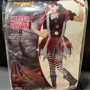 Killer Clown Girls Costume Spirit Kids Children Horror Halloween NEW Scary